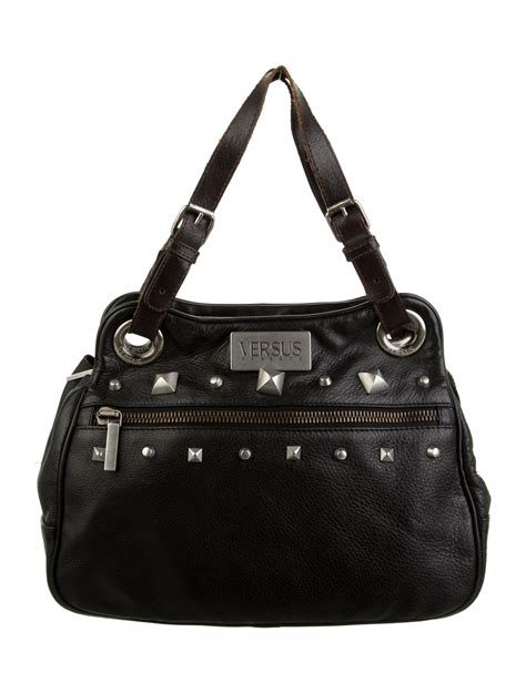 versus versace studded leather shoulder bag|Versace shoulder bag.